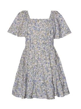 NWT Iris & Ivy Angel Sleeve Light Blue Floral Tiered Back Tie Dress Girls 10